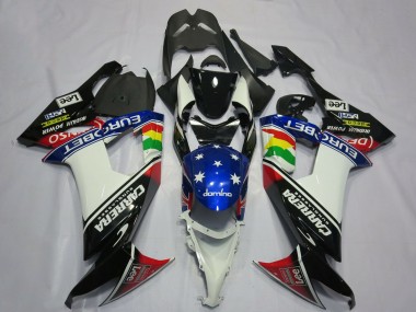 Best 2008-2010 Kawasaki ZX10R Motorcycle Fairings - Glossy Black White Blue Red Eurobet Lee Carrera Star