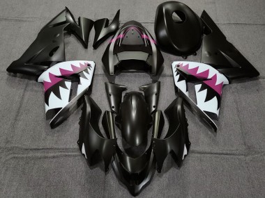 Best 2004-2005 Kawasaki ZX10R Motorcycle Fairings - Matte Black and Pink Shark
