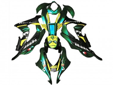 Best 2016-2020 Kawasaki ZX10R Motorcycle Fairings - Forest Green Yellow Shark 46