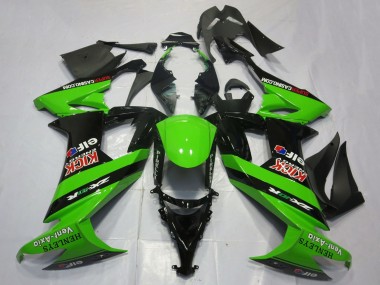 Best 2008-2010 Kawasaki ZX10R Motorcycle Fairings - Green Black Red Kick Elf Henleys Vent-Axia