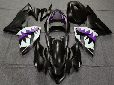 Best 2004-2005 Kawasaki ZX10R Motorcycle Fairings - Matte Black and Purple Shark