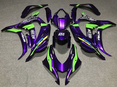 Best 2016-2020 Kawasaki ZX10R Motorcycle Fairings - Purple Green White Trick Star Eva Racing