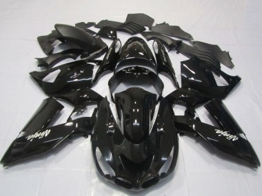 Best 2006-2011 Kawasaki ZX14R Motorcycle Fairings - Glossy Black White Ninja