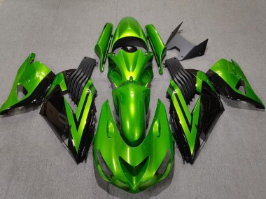 Best 2006-2011 Kawasaki ZX14R Motorcycle Fairings - Green Glossy Black