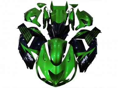 Best 2006-2011 Kawasaki ZX14R Motorcycle Fairing - Green Glossy Black White Ninja