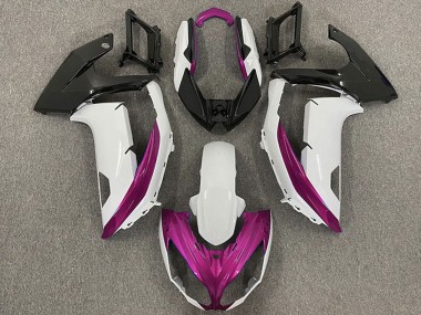 Best 2009-2011 Kawasaki Ninja 650R Motorcycle Fairings - White Magenta Matte Black