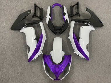 Best 2009-2011 Kawasaki Ninja 650R Motorcycle Fairings - White Purple Matte Black