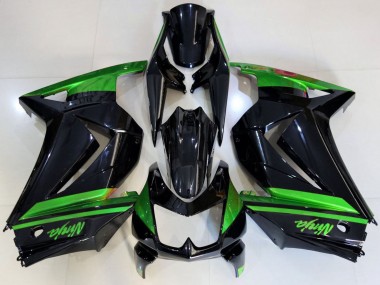Best 2008-2012 Kawasaki Ninja 250 Motorcycle Fairings - Green Glossy Black