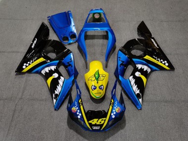 Best 1998-2002 Yamaha R6 Motorcycle Fairings - Blue Yellow Black Shark 46