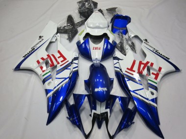 Best 2006-2007 Yamaha R6 Motorcycle Fairings - White Blue Red Fiat Motul Michelin