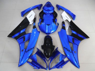 Best 2006-2007 Yamaha R6 Motorcycle Fairings - White Blue Glossy Black