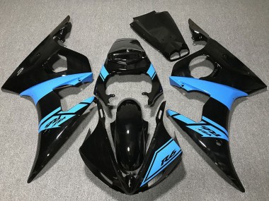 Best 2003-2004 Yamaha R6 Motorcycle Fairings - Glossy Black Light Blue