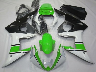 Best 2003-2004 Yamaha R6 Motorcycle Fairings - White Green Matte Black