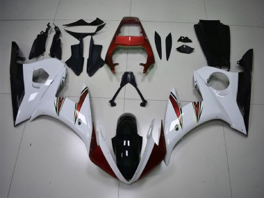 Best 2003-2004 Yamaha R6 Motorcycle Fairings - White Red Glossy Black