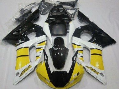 Best 1998-2002 Yamaha R6 Motorcycle Fairings - Yellow White Glossy Black