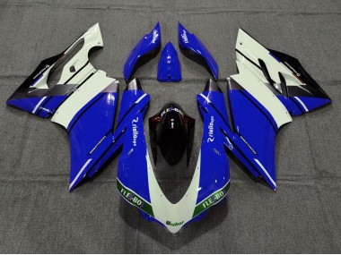 Best 2015-2020 Ducati 959 1299 Motorcycle Fairings - Blue White Glossy Black Unibat Flex-Box OEM Style