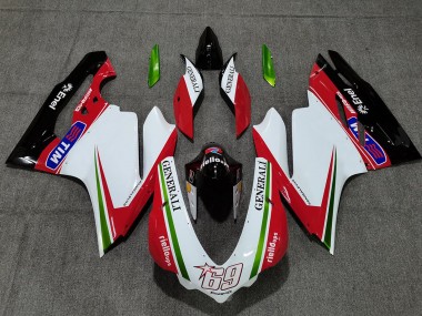 Best 2015-2020 Ducati 959 1299 Motorcycle Fairings - White Red Green Glossy Black Generali Tim 69