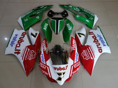 Best 2011-2014 Ducati 899 1199 Motorcycle Fairings - White Red Green Fiamm 7