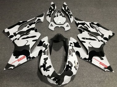 Best 2011-2014 Ducati 899 Motorcycle Fairings - White Black Camouflage