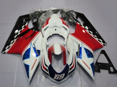 Best 2007-2014 Ducati 1098 Motorcycle Fairings - White Red Black Blue 69