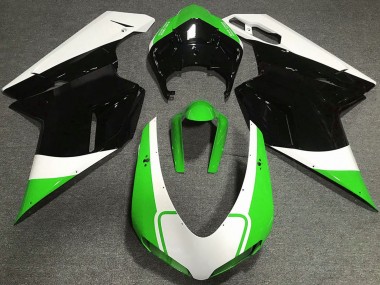 Best 2007-2014 Ducati 848 1098 1198 Motorcycle Fairings - White Green Glossy Black