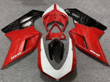 Best 2007-2014 Ducati 848 Motorcycle Fairings - White Red Glossy Black