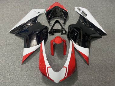 Best 2007-2014 Ducati 848 1098 1198 Motorcycle Fairings - White Red Glossy Black