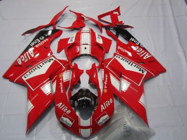 Best 2007-2014 Ducati 848 1098 1198 Motorcycle Fairings - White Red Glossy Black Marlboro Alice