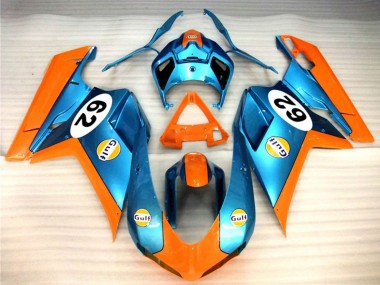 Best 2007-2014 Ducati 848 1098 1198 Motorcycle Fairings - Orange Blue Gulf 62