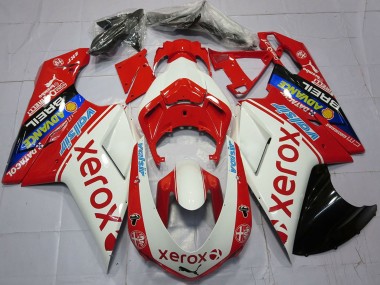 Best 2007-2014 Ducati 848 1098 1198 Motorcycle Fairings - White Red Blue Glossy Black Valsir Xerox