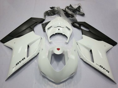 Best 2007-2014 Ducati 848 Motorcycle Fairings - Pearl White Matte Black