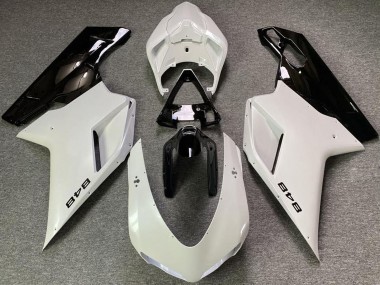 Best 2007-2014 Ducati 848 Motorcycle Fairings - Pearl White Glossy Black