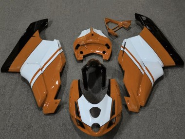 Best 2003-2004 Ducati 749 999 Motorcycle Fairings - White Orange Glossy Black