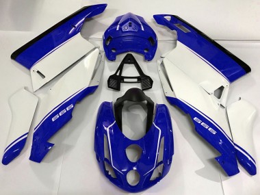 Best 2003-2004 Ducati 999 Motorcycle Fairings - White Blue Black