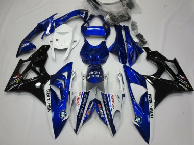 Best 2009-2014 BMW S1000RR Motorcycle Fairings - White Blue Glossy Black Virgin Atlantic