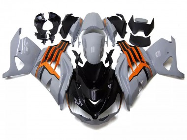 Best 2012-2024 Kawasaki ZX14R ZZR1400 Motorcycle Fairings - Nardo Grey Orange Black