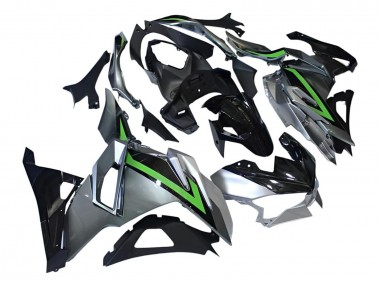 Best 2024-2025 Kawasaki Ninja 500 EX500R Motorcycle Fairings - Grey Green Black