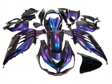Best 2012-2024 Kawasaki ZX14R ZZR1400 Motorcycle Fairings - Chameleon Blue Purple