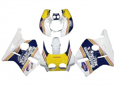 Best 1987-1989 Honda CBR400RR NC23 Motorcycle Fairings - White Yellow Blue Rothmans