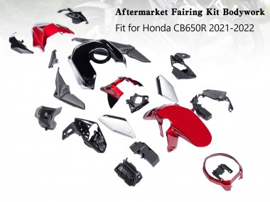 Best 2019-2022 Honda CB650R Motorcycle Fairings - Black Red Silver