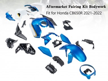 Best 2019-2022 Honda CB650R Motorcycle Fairings - Blue Gold Black