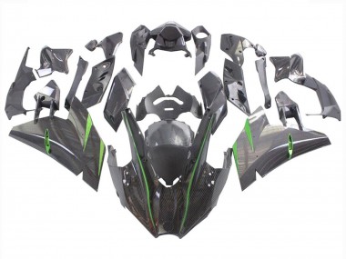Best 2015-2022 Kawasaki Ninja H2 Motorcycle Fairings - Black Carbon Fiber Green