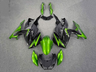 Best 2015-2016 Kawasaki Z250/Z300 Motorcycle Fairings - Green Glossy Black