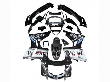 Best 1993-2007 Kawasaki ZZR400 Motorcycle Fairings - Glossy Black White West