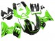 1998-2003 Kawasaki ZZR600 Motorcycle Fairings - Green Glossy Black Flame