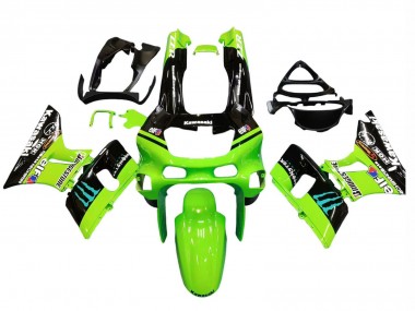 Best 1993-2007 Kawasaki ZZR400 Motorcycle Fairings - Green Glossy Black Blue Monster Elf Touch4 Bridgestone