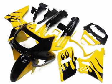 Best 1993-2007 Kawasaki ZZR400 Motorcycle Fairings - Yellow Black Flame