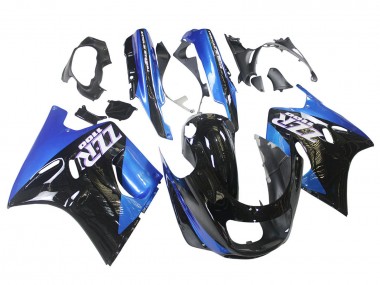 Best 1990-1992 Kawasaki ZZR1100 Motorcycle Fairings - Blue Glossy Black