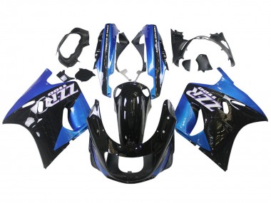 Best 1990-1992 Kawasaki ZZR1100 Motorcycle Fairings - Blue Glossy Black