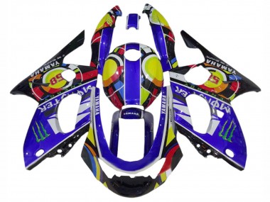 Best 1996-2007 Yamaha YZF600R Thundercat Motorcycle Fairings - Blue Black White Yellow Monster 46